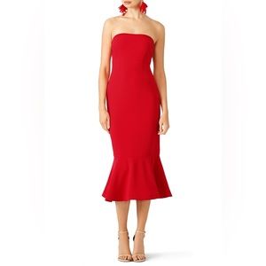 Cinq a Sept Luna strapless curvy fitted trumpet mermaid dress carmine red 2 NWT